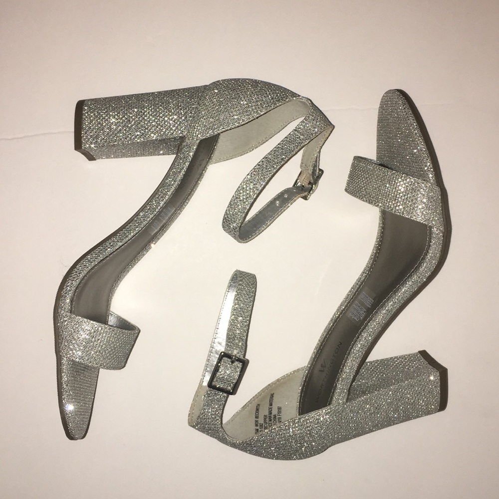 NEW Silver ankle strap Heels